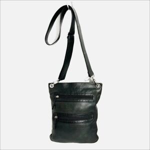 Margot Leather Crossbody Bag Adjustable Strap Silver Toned Hardware Black ⬛️